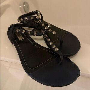 Balenciaga Studded Sandals in Navy